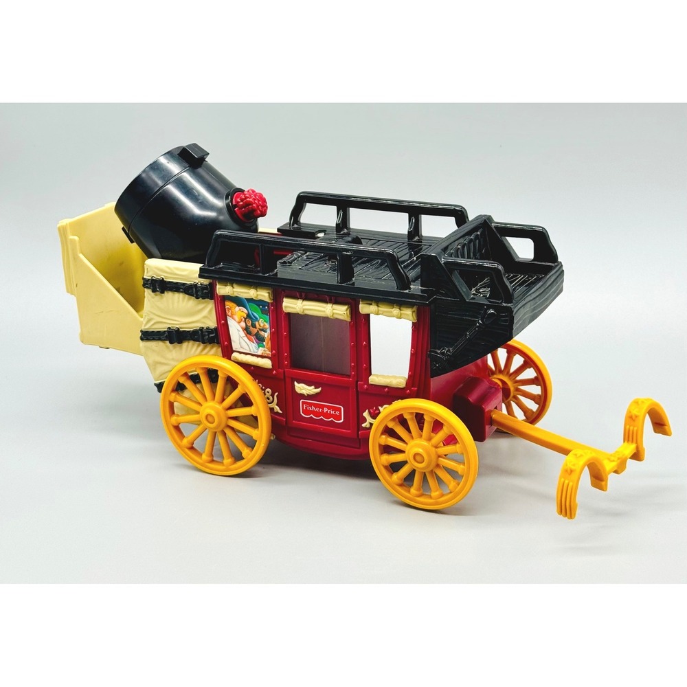 Fisher Price Great Adventures Wild West Stagecoach Horse Barrel 4 Action Figures - Picture 2 of 13